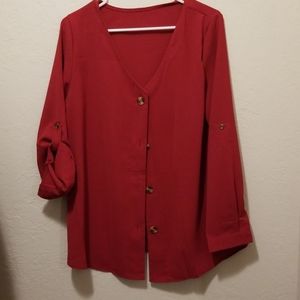 Burnt red button down blouse